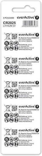 EverActive Batterien Lithium für Uhren CR2025 3V 5Stück