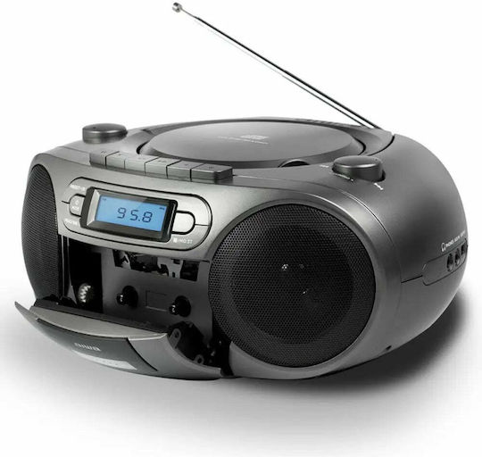 Aiwa Φορητό Ηχοσύστημα BBTC-550 με Bluetooth / CD / MP3 / USB / Κασετόφωνο / Ραδιόφωνο σε Ασημί Χρώμα