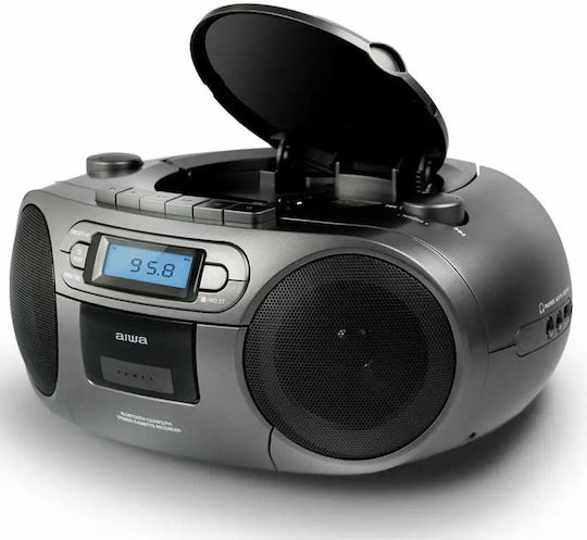 Aiwa Φορητό Ηχοσύστημα BBTC-550 με Bluetooth / CD / MP3 / USB / Κασετόφωνο / Ραδιόφωνο σε Ασημί Χρώμα