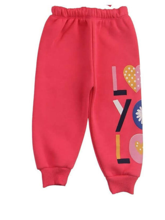 Kids Sweatpants Set Coral 2pcs