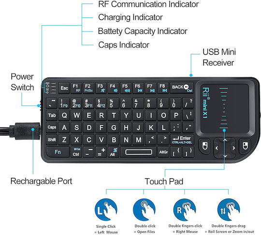 Riitek mini X1 Wireless Keyboard with Touchpad English US