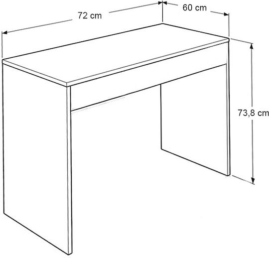 Mida Wooden Desk Grey Concrete 72x60x73.8cm