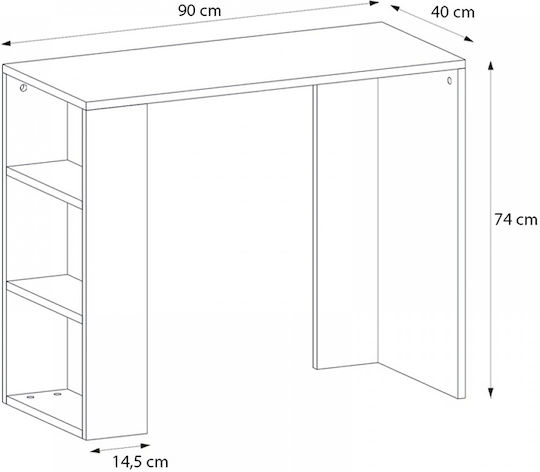 Бюро Netenia Дървено Сиво Бетон 90x40x74см