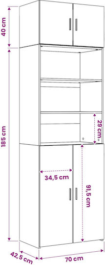 Wall Cabinet Aged Wood 70x42.5x225cm