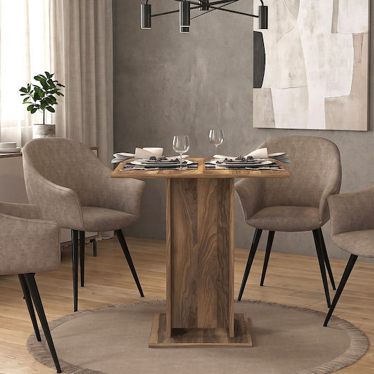 Allos Square Kitchen Wooden Walnut Table 75x75x77cm