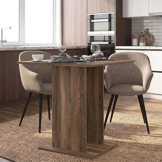 Allos Square Kitchen Wooden Walnut Table 75x75x77cm