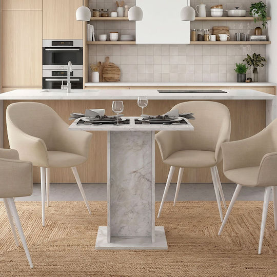 Allos Square Kitchen Table Wooden White 75x75x77cm