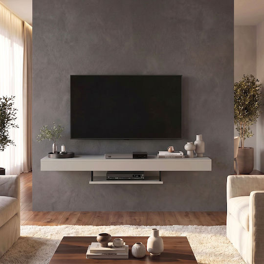 Albares TV Stand from Metal & Wood with LED Lighting Sandstone L150xW29.6xH22cm