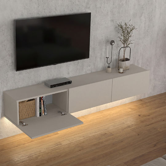 Damla TV Stand from Metal & Wood with LED Lighting Sandstone L180xW29.5xH29.5cm
