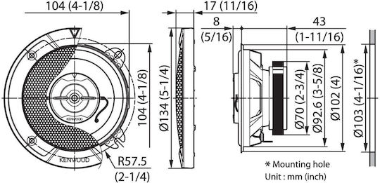 Kenwood Autolautsprecher Set mit 20W Leistung (2 Weg)