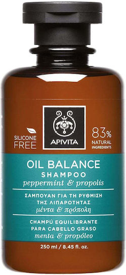 Apivita Oil Balance Peppermint & Propolis Σαμπουάν κατά της Σμηγματορροϊκής Δερματίτιδας για Λιπαρά Μαλλιά 250ml