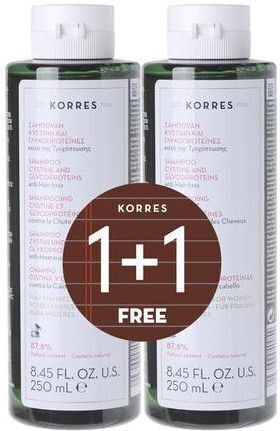 Korres Cystine & Glycoproteins Shampoos against Hair Loss for Fragile, Αντι-Θραύση Hair 2x250ml