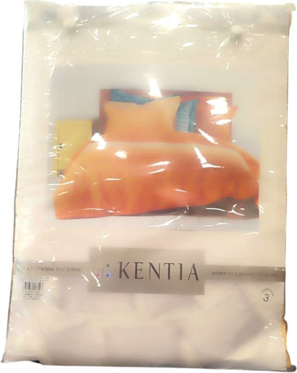 Kentia Σετ Παπλωματοθήκη Βαμβακερή 165x245cm Μονή με Μαξιλαροθήκη Σιελ-μπλε Καρω