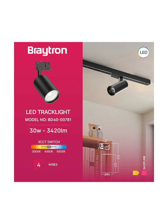 Braytron Monos LED Spot în Culoare Negru