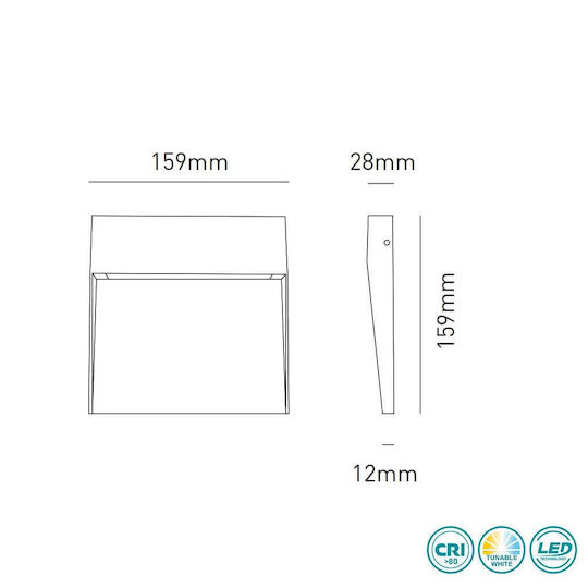 Bot Lighting Wall-Mounted Outdoor Ceiling Light LED IP65 with Adjustable White Light