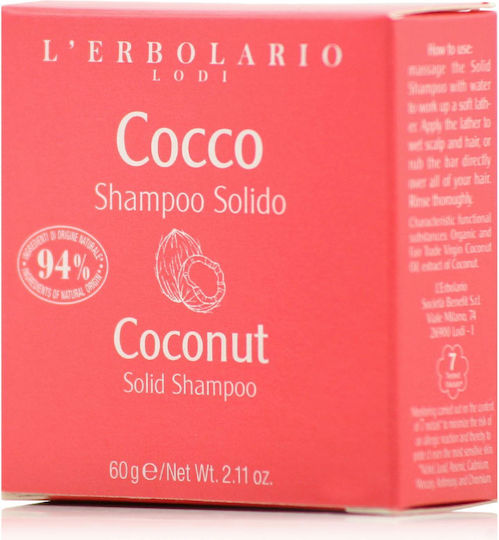 L' Erbolario Coconut Solid Hydration Shampoo For All Hair Types 60gr
