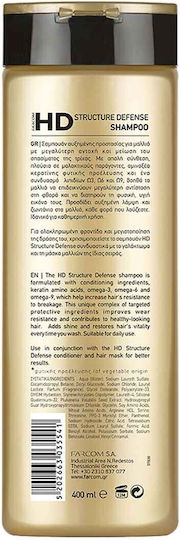Farcom HD Keratin Structure Defense Shampoos Reconstruction/Nourishment & Shine for Fragile, Αντι-Θραύση Hair 400ml