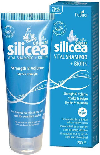 Hubner Silicea Vital Biotin Strength & Volume Шампоан Против Косопад За Чувствителен Скалп За Суха Коса 200ml