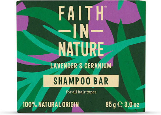Faith in Nature Лавандула и Гераниум Solid Шампоан Възстановяване/Подхранване за Всички Типове Коса 85гр