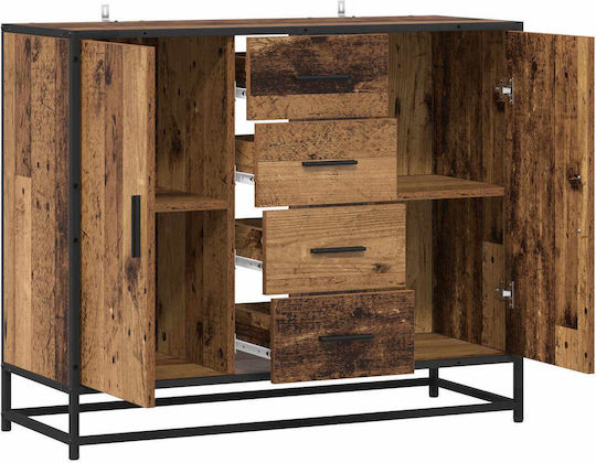 Wooden Sideboard Gebeiztes Holz 92x35x76cm