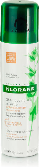 Klorane Nettle Dark Șampon Uscat Pentru Volum și Păstrarea Culorii Pentru Păr Gras 150ml