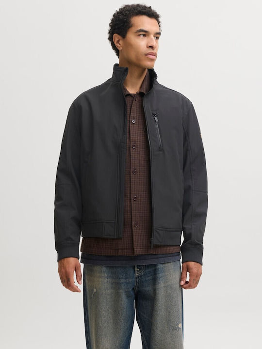 Jack & Jones Geacă de Iarnă Softshell Impermeabilă și Cu Protecție Împotriva Vântului Black