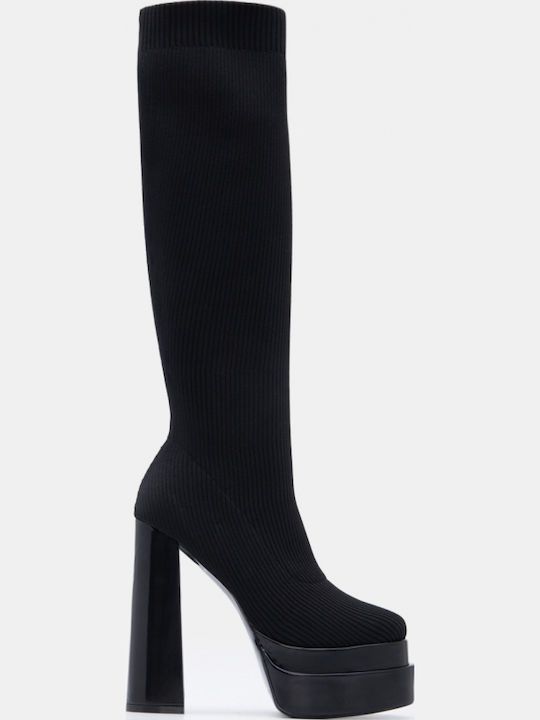Damenstiefel mit Mittelhohem Absatz Schwarz