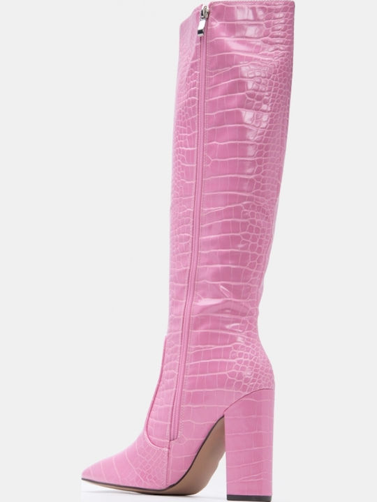 Damenstiefel mit Hohem Absatz Fuchsiefarbe