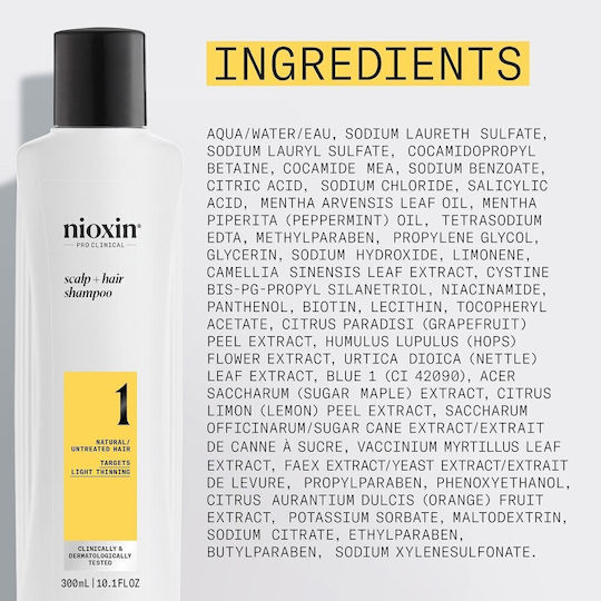 Nioxin System 1 Shampoo Natural Hair Mild Weakening 300 Ml