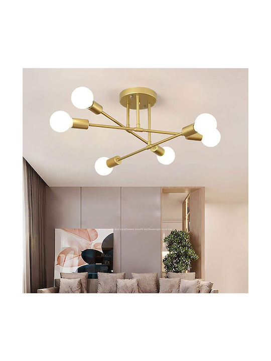 Deckenleuchte 70cm Gold mit E27 Lampensockel
