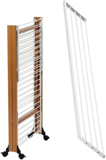 Arredamenti Italia Uscător de Rufe Pliabil Încălzit de Pardoseală din Lemn cu Roți 37x137cm