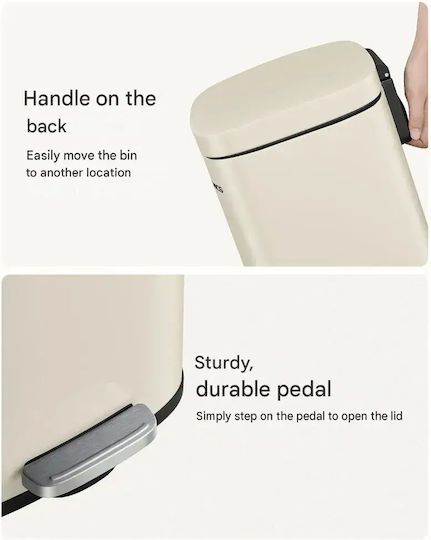 Songmics Coș de Gunoi din Oțel Inoxidabil cu Pedală Gri 30 L