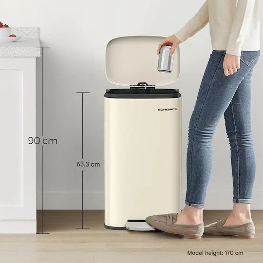 Songmics Coș de Gunoi din Oțel Inoxidabil cu Pedală Gri 30 L