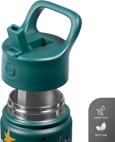 Dozze Stainless Steel Kids Water Bottle Football Thermos with Straw Non Spill Football Champs 530ml