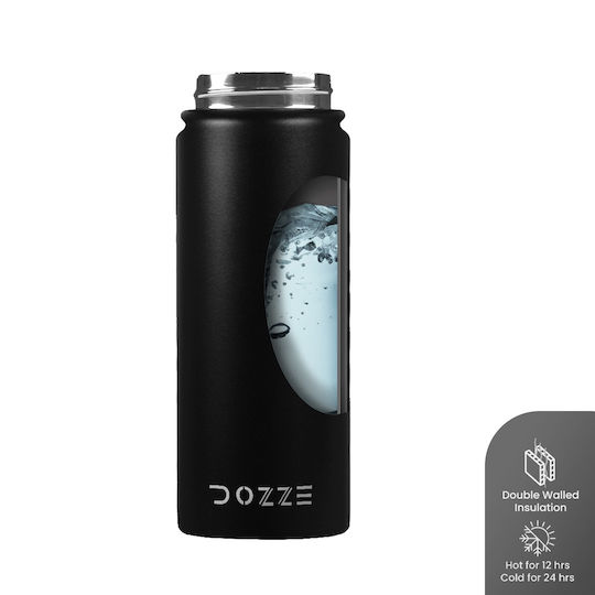 Monochrome Edition Μπουκάλι Θερμός Ανοξείδωτο BPA Free 530ml Midnight Black με Καλαμάκι