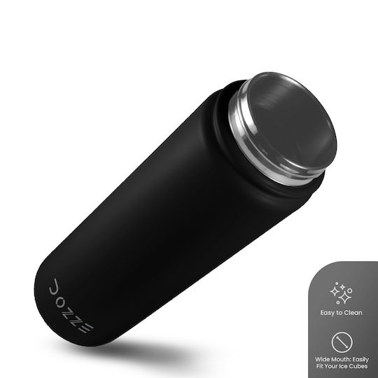 Monochrome Edition Thermos Bottle Stainless Steel BPA Free 620ml Midnight Black with Straw