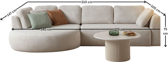 Venezia Ecke Sofa mit Linke Ecke Weiß