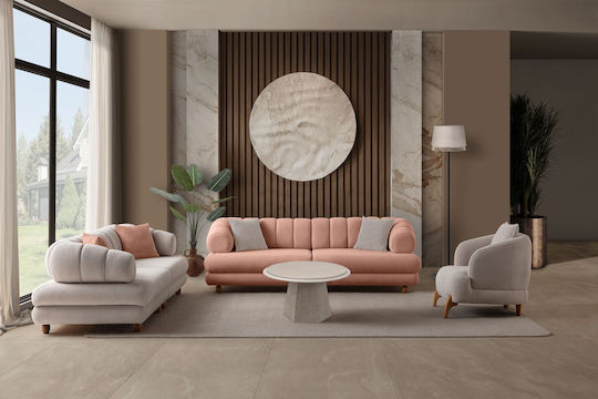 Gloria Τριθέσιος Καναπές Powder 240x95x80εκ.
