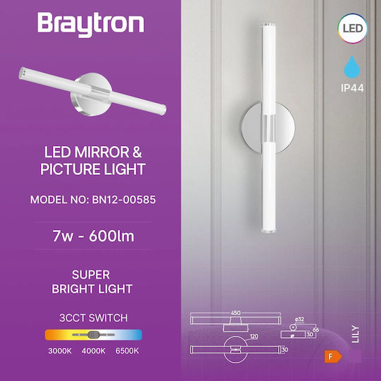 Braytron Leuchte Wand Silber