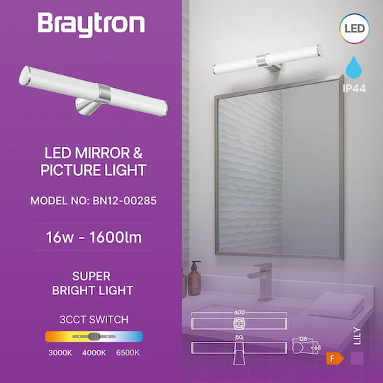 Braytron Leuchte Wand Silber 60x6.8x12.8cm