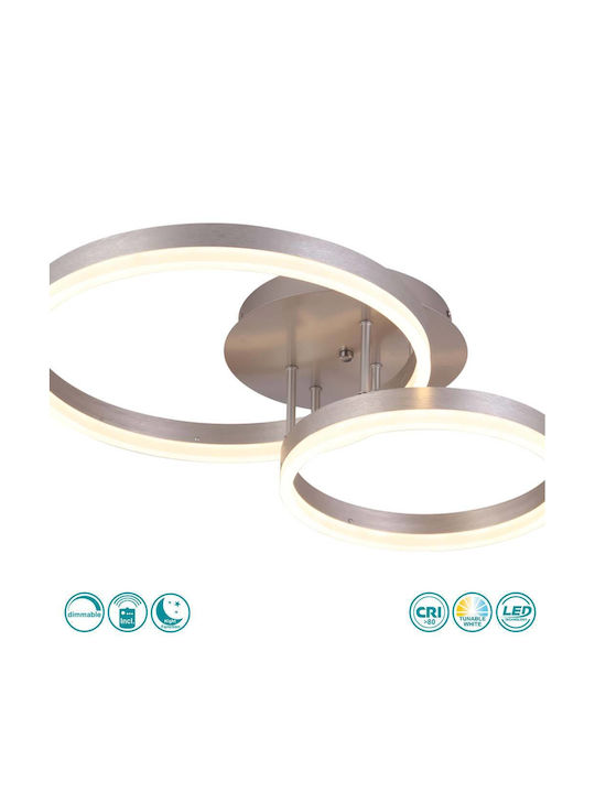 Sun Light Πλαφονιέρα Οροφής 61εκ. Ασημί με Ενσωματωμένο LED και Τηλεχειριστήριο