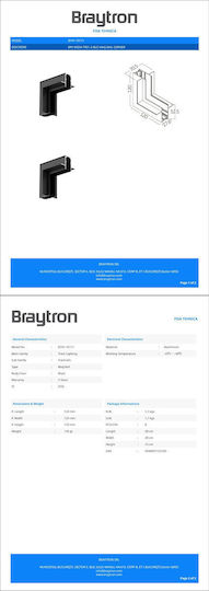 Braytron Σύνδεσμος Ράγας για Φωτιστικά Μαύρος BY41-10111