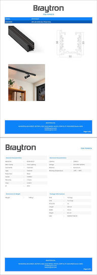 Braytron Ράγα Στερέωσης για Φωτιστικά Μαύρη BY40-00221