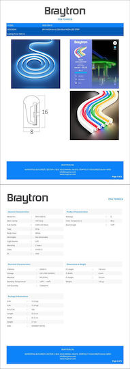 Braytron Rezistent la apă Bandă LED 220V Albastru Lumină Neon Flex