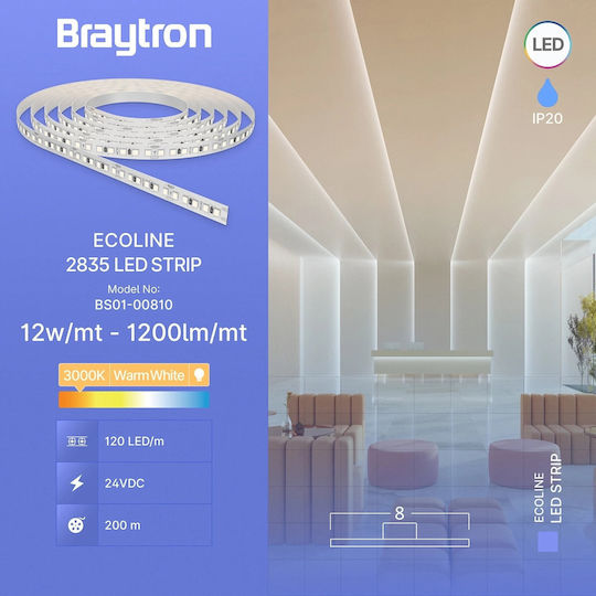 Braytron Ταινία LED 24V Θερμό Λευκό Φως