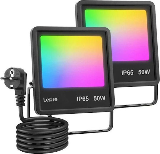 Lepro Водоустойчив LED Прожектор 50W RGB WiFi IP65