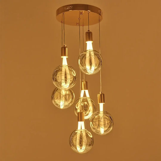 Ceiling Pendant Light Gold LED with Warm to Cool White Light