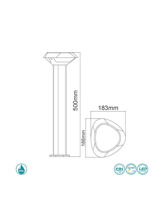 Sun Light Фенер Малък Пост LED За Външна Употреба 6W С Топло Бяла Светлина IP54 Сив