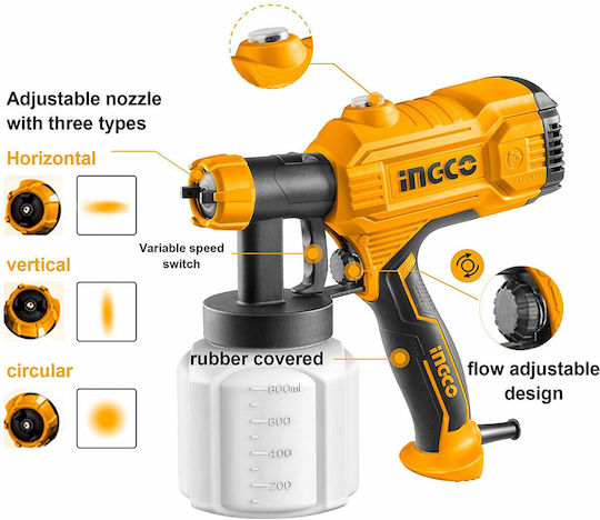 Ingco SPG3508 Ηλεκτρικό Πιστόλι Βαφής 450W με Δοχείο 0.8lt