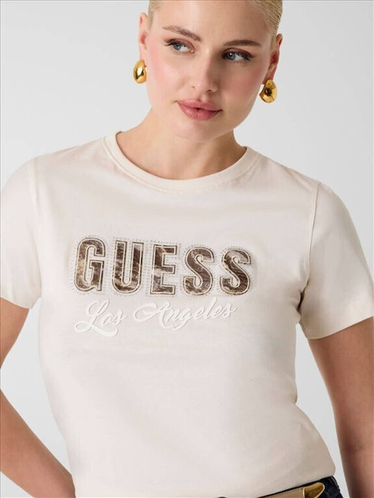 Bluza Damă Bumbac Mâneci Scurte Animal Print Bej Ss Ss